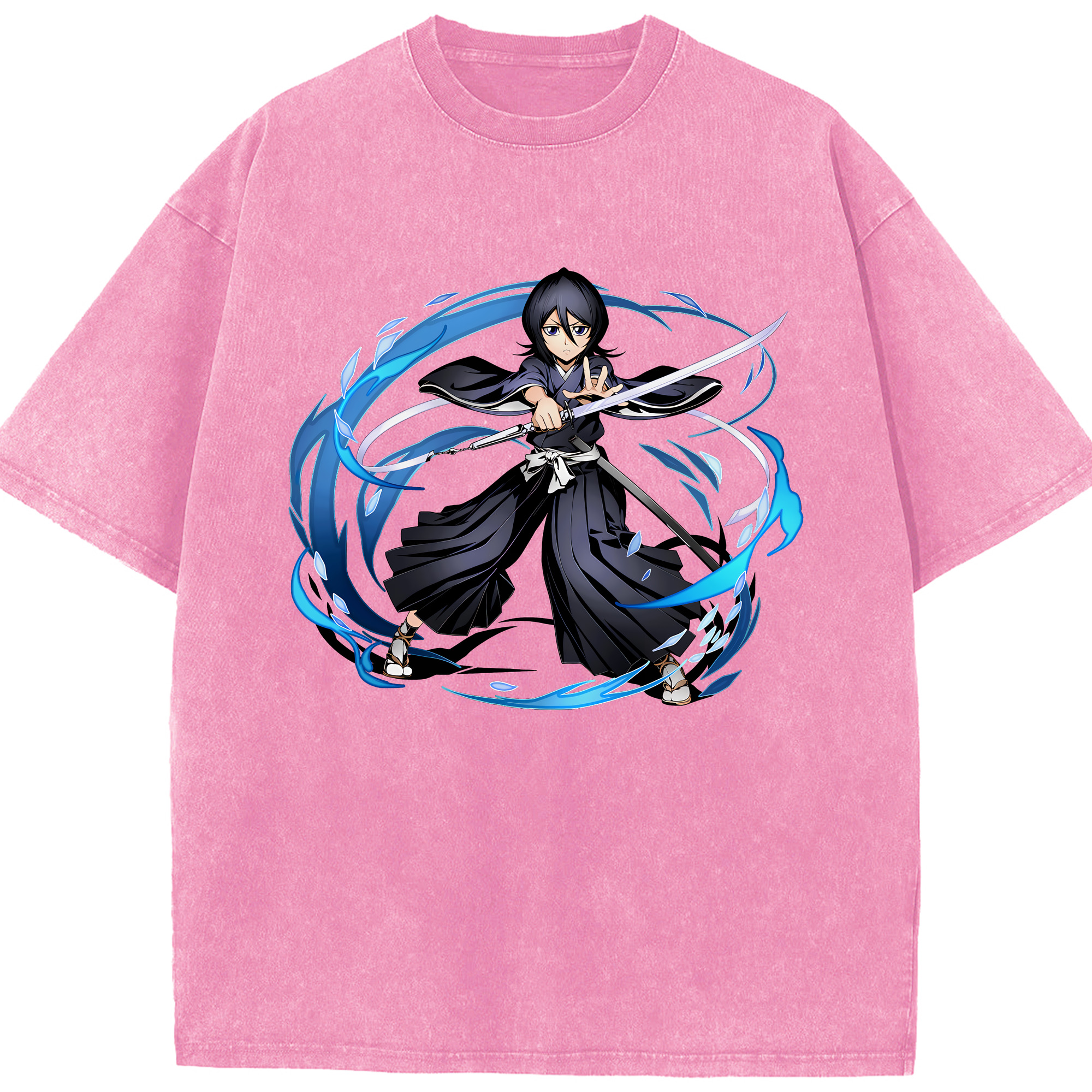 （画像用） ブリーチ 朽木ルキア BLEACH Kuchiki Rukia 綿100% ヴィンテージ風 半袖Tシャツ（フロントプリント）